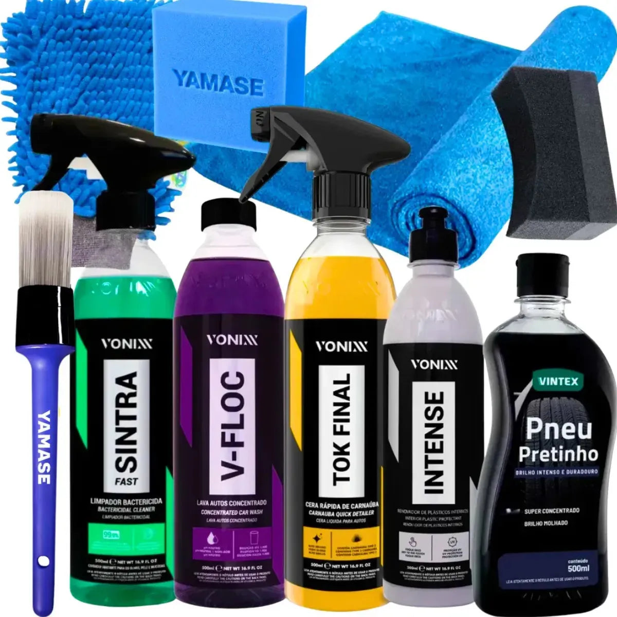Kit Lavagem Automotiva Vonixx Completo | Shampoo, Cera de Carnaúba, Sintra e Finalizador Intense