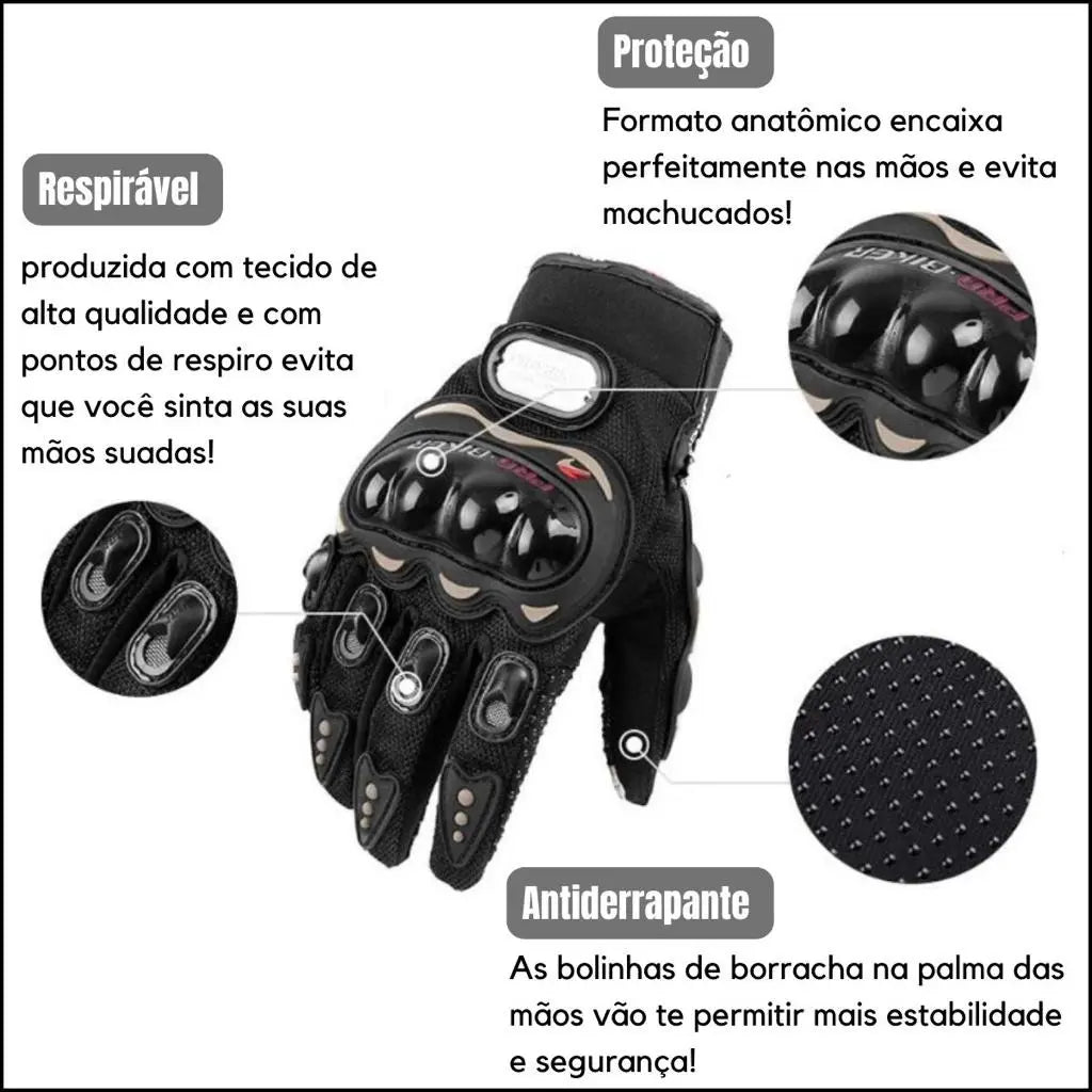 Par Luva Motoqueiro Motociclista Impermeável Proteção Moto