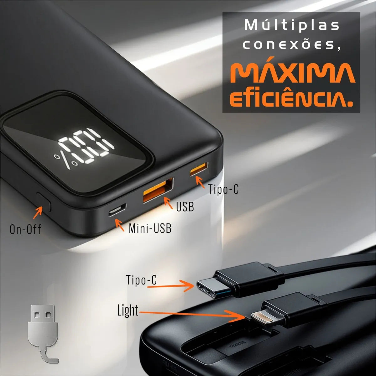 Power Bank Casenn 20.000mAh Turbo USB-C | Carregamento Rápido para iPhone, Samsung e Xiaomi
