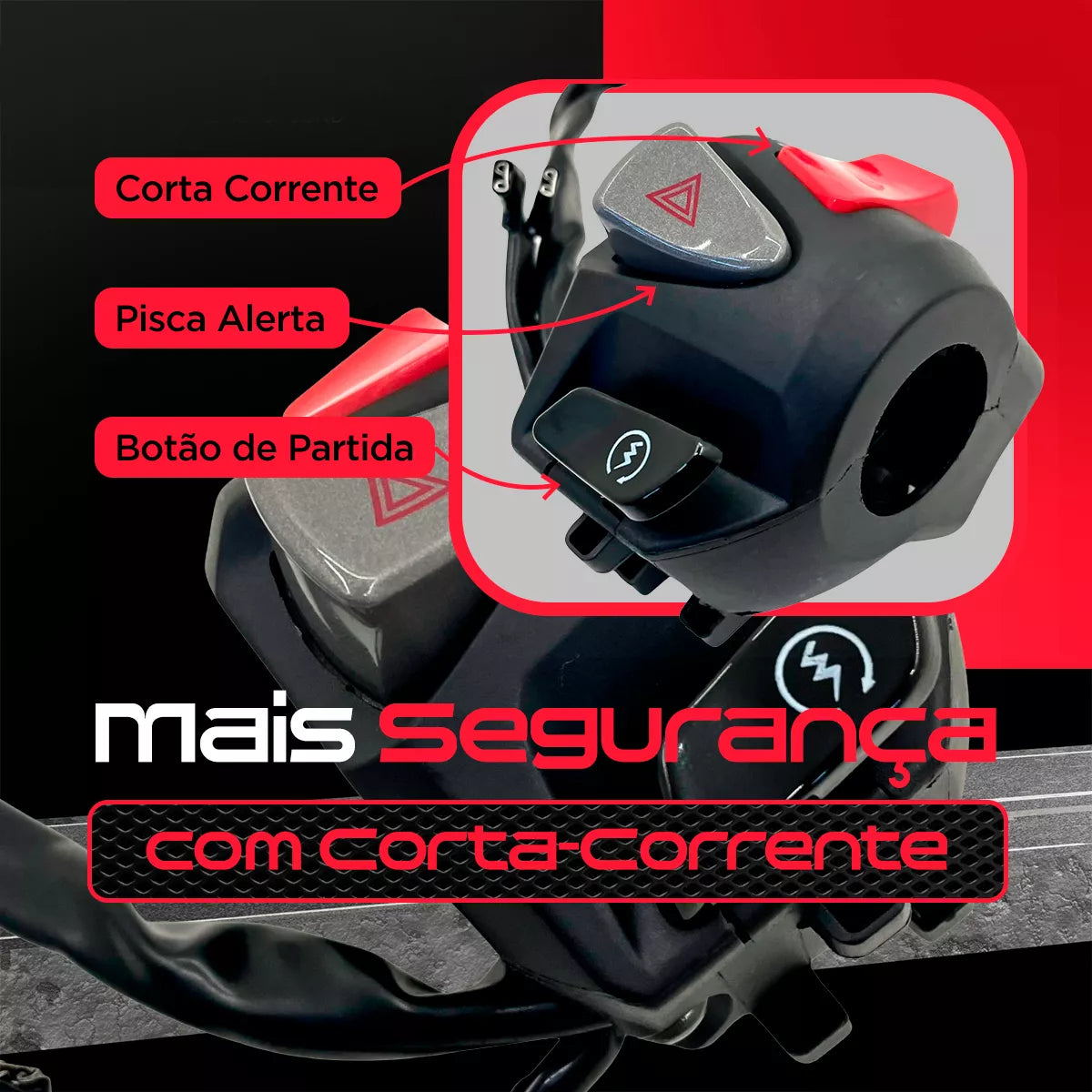 Punho Interruptor De Partida Pisca Alerta Cb500 Cg Titan 160