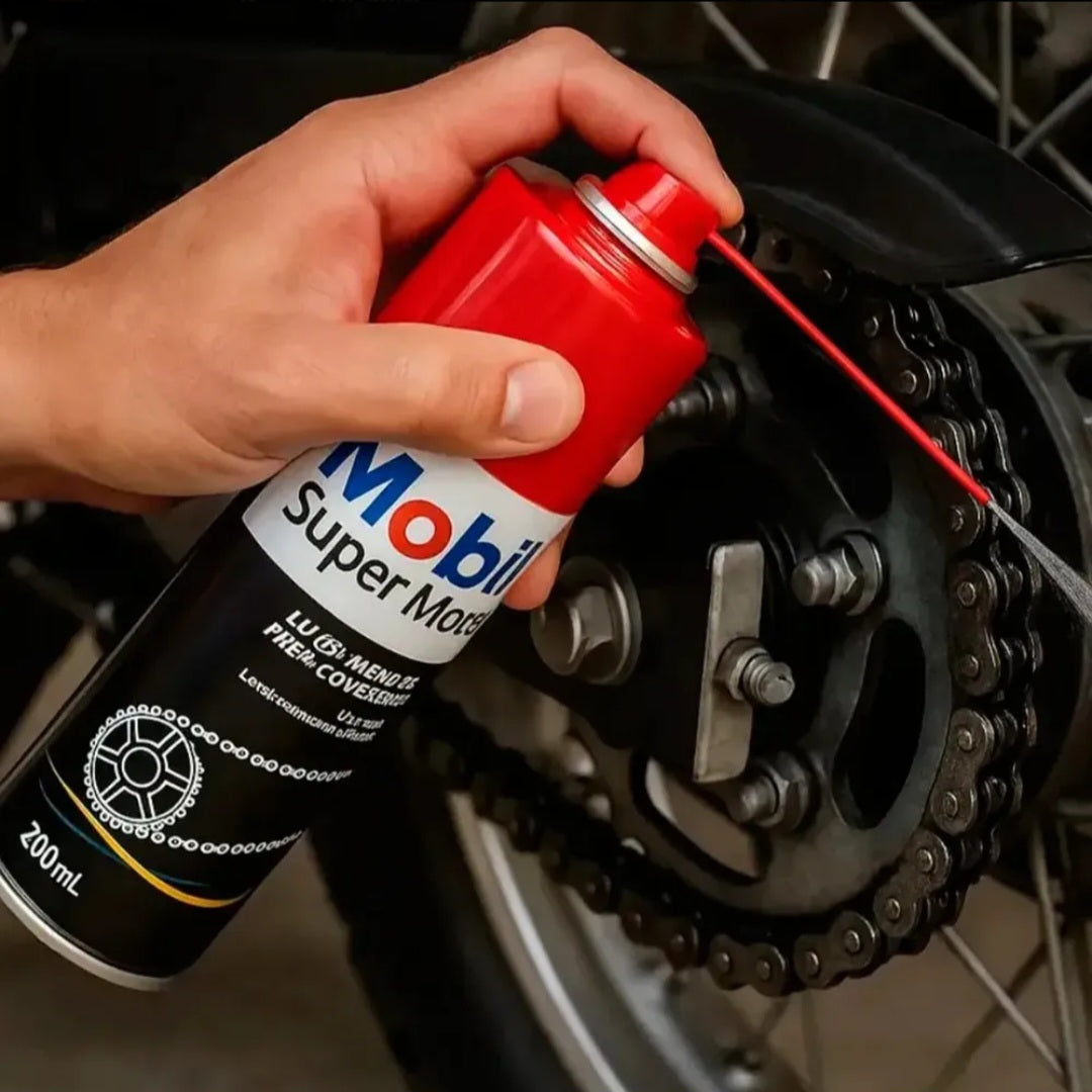Kit 2 Lubrificantes Spray Mobil Super Moto Chain Lub | Proteção e Durabilidade para Correntes