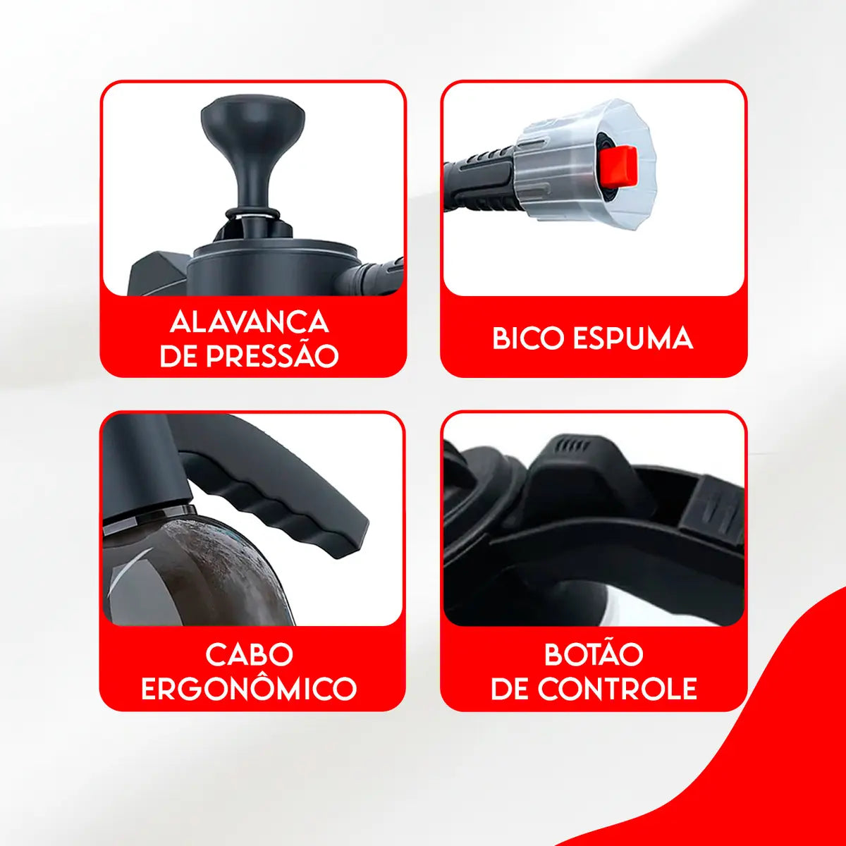 Pulverizador Snow Foam Bahrein 2L Alta Pressão com 3 Bicos | Espuma Ativa para Lavagem de Carro e Moto