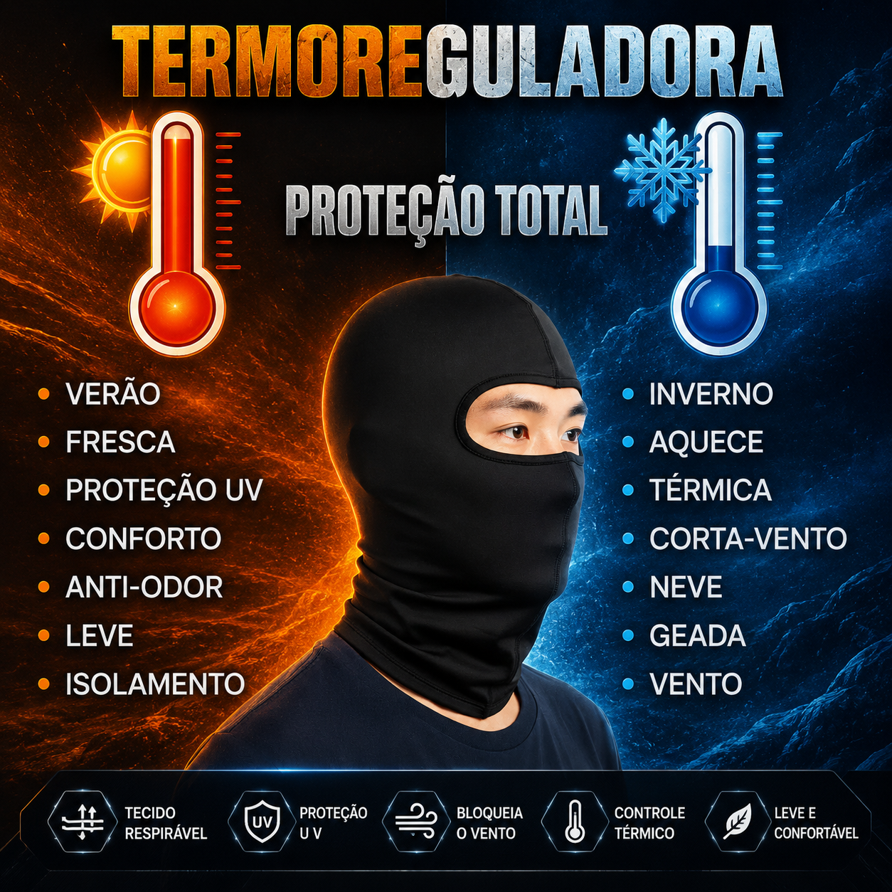 Kit 3 Capuz Balaclava Motoqueiro Frio Vento Proteção Facial