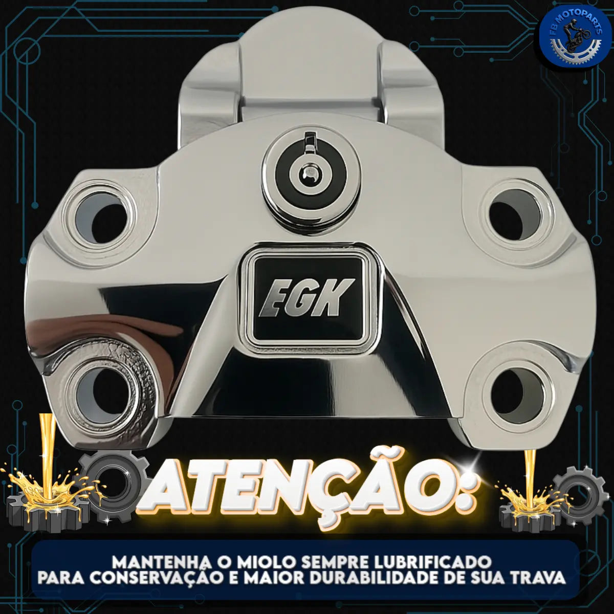Trava de Ignição Antifurto Cromada para CG 150 e CG 160 Titan Fan | Segurança Reforçada
