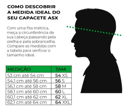 Capacete ASX City Solid Preto Fosco Fechado Tamanho 60/L | Segurança e Conforto para Moto
