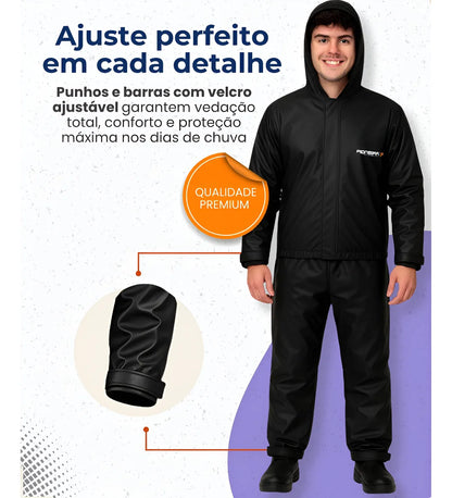 Capa Roupa Chuva Conjunto Motoqueiro Emborrachada Reforçada