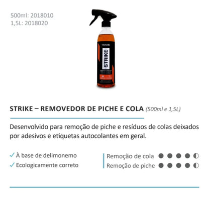 Removedor de Piche e Cola Strike Vonixx 500ml com Aplicador | Limpeza Automotiva Profissional