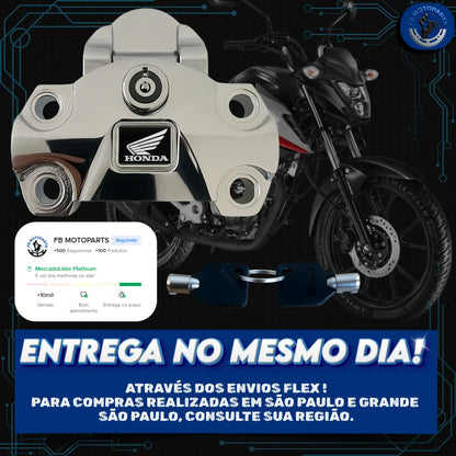 Trava de Ignição Antifurto Cromada para CG 150 e CG 160 Titan Fan | Segurança Reforçada
