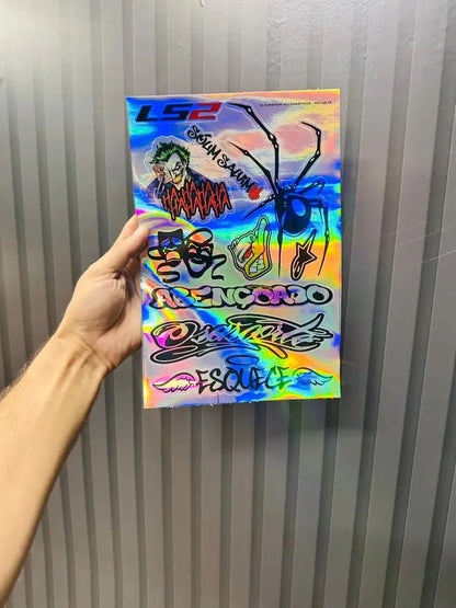 Adesivo Holográfico Aranha Coringa 20x30cm A Prova D'água