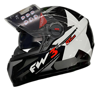 Capacete Integral FW3 GTX Preto e Branco Estrela Original