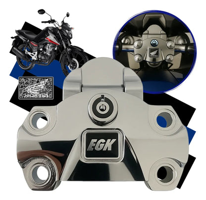 Trava de Ignição Antifurto Cromada para CG 150 e CG 160 Titan Fan | Segurança Reforçada