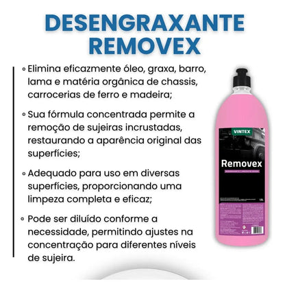 Desengraxante Removex Vintex 1,5L | Remove Graxa, Óleo e Sujeira Pesada de Chassi, Motor e Peças