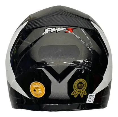 Capacete Integral FW3 GTX Preto e Branco Estrela Original