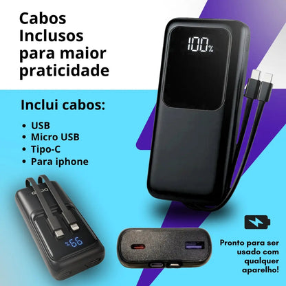 Power Bank 20.000mAh Turbo 22,5W Carregamento Rápido Universal para iPhone, Samsung, Xiaomi e Motorola