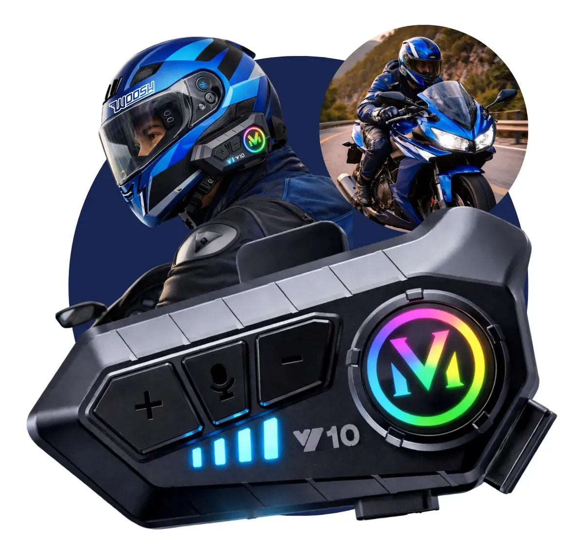 Intercomunicador Bluetooth para Capacete Woosh | Música, GPS e Chamadas Sem Fio