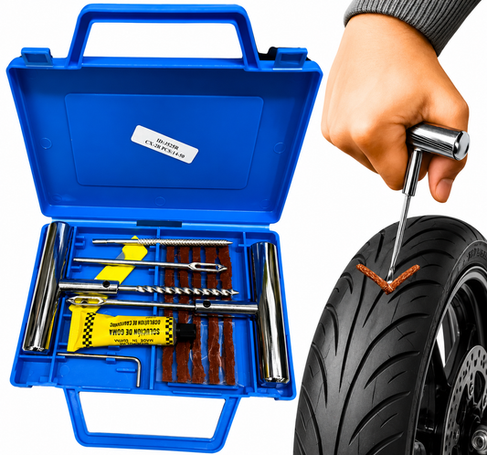 Kit Conserto Pneus Furado Sem Câmera Moto Maleta 13 peças