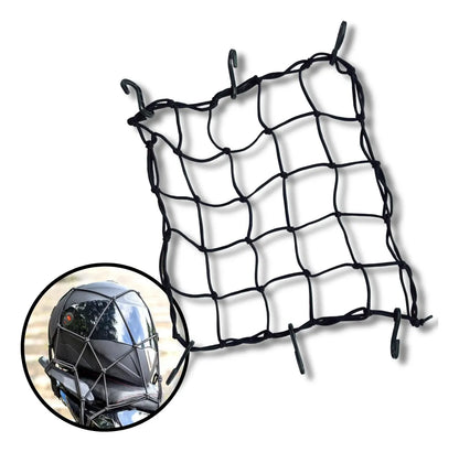 Rede Elástica Aranha para Moto 45x45cm | Bagageiro, Capacete e Cargas com Ganchos