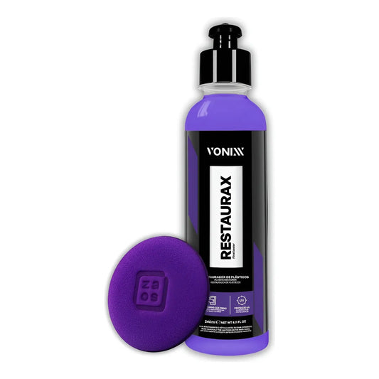 Kit Restaurax Vonixx 240ml + Aplicador Zacs | Renovador de Plásticos Automotivos